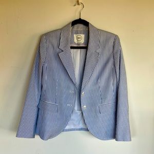 1901 ladies / women’s shrunken seersucker blazer (blue)